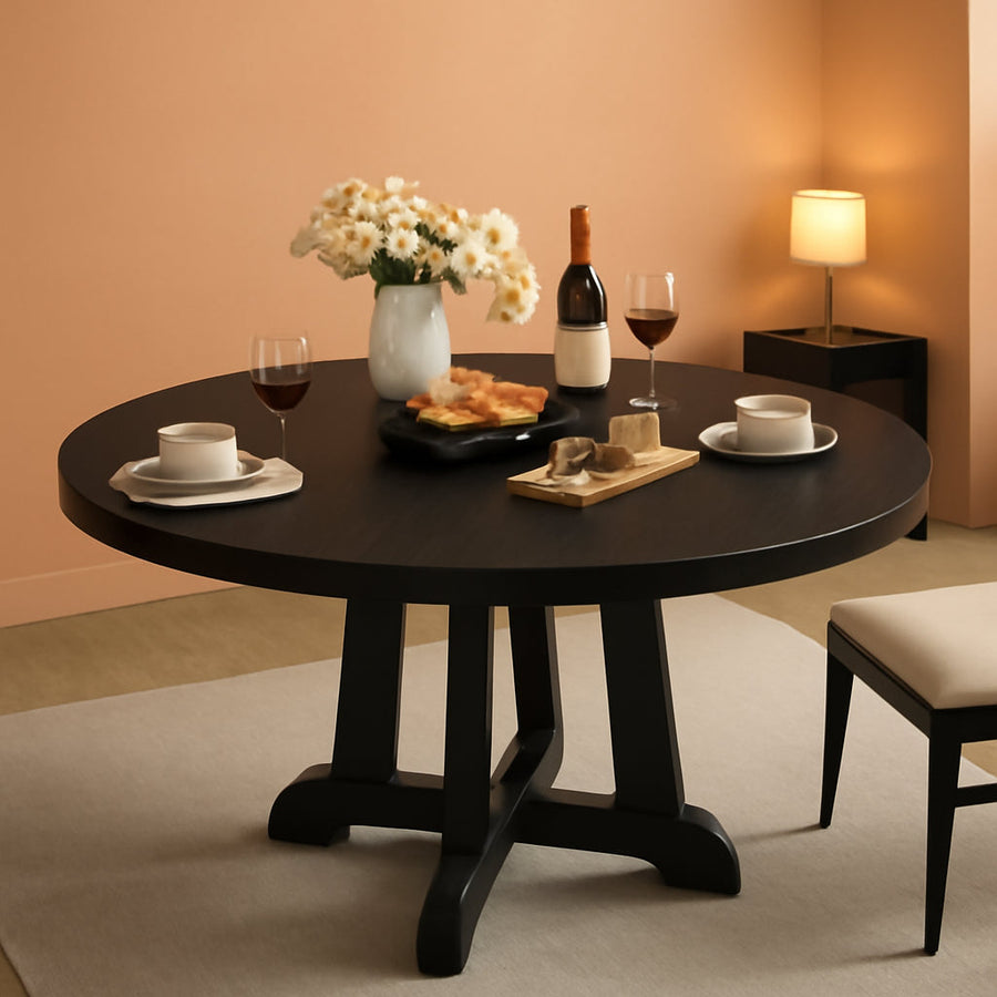 Contemporary Round Forty Seven Inch Dining Table In Black
