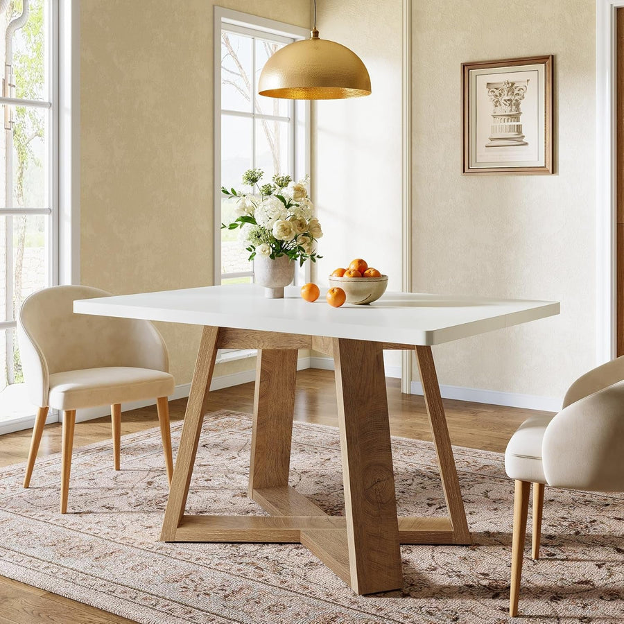 47Inch Dining Table White Brown Space Saving Design