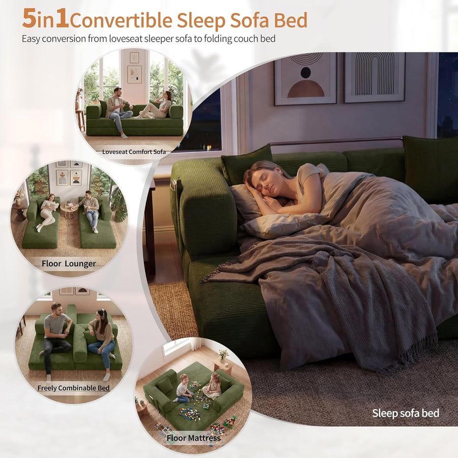 Emerald 78.8 Inches Transformable Sleeper Couch Bed