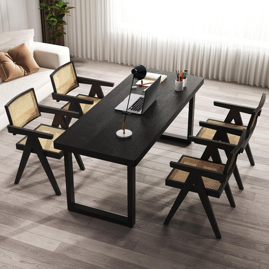 Forty Seven Inch Black Solid Wood Desk Scratch Resistant Finish