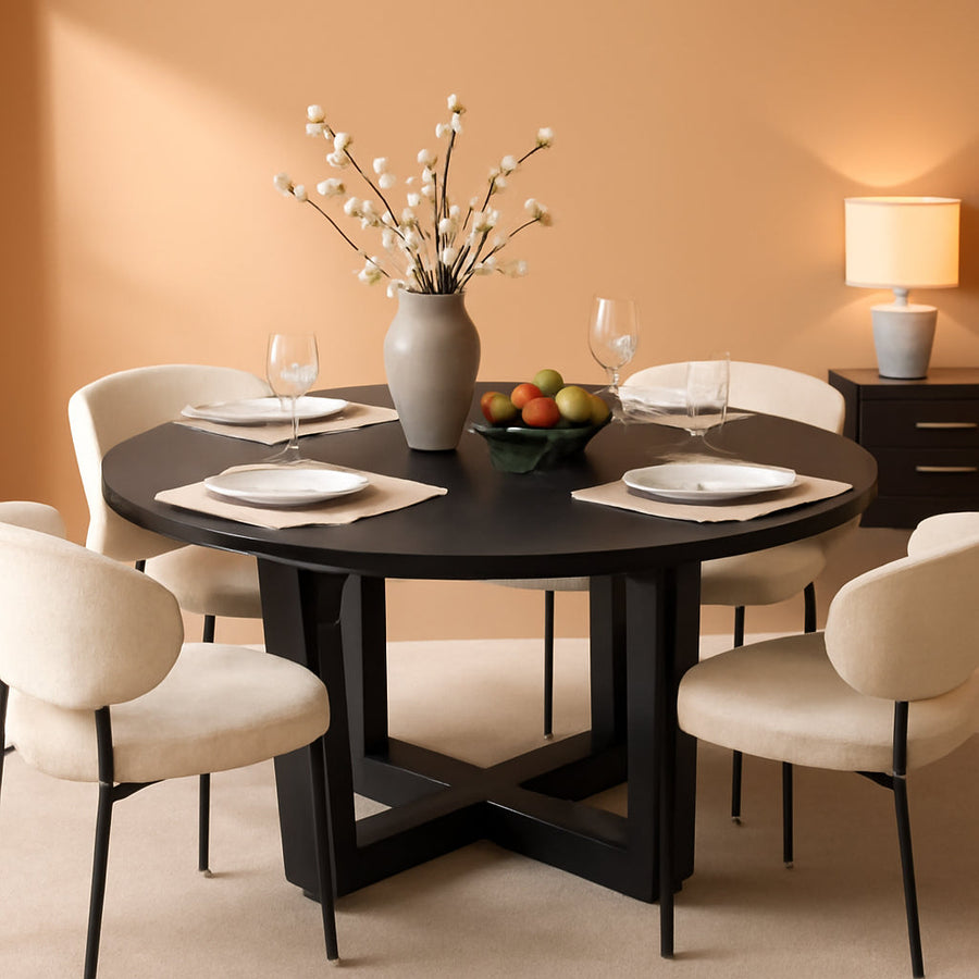 Round Dining Table 47.24 Black Luxurious Solid Wood
