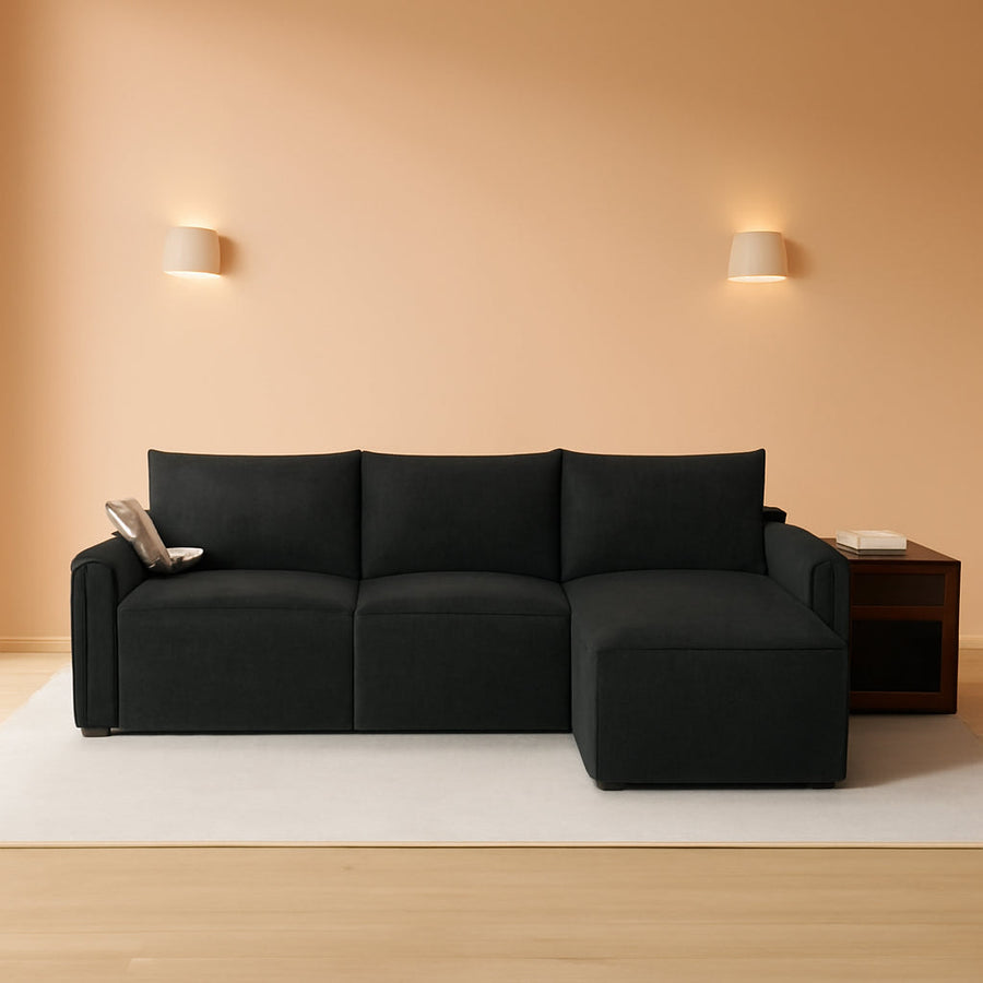 114 Inch Modular Contemporary Sectional Sofa Black