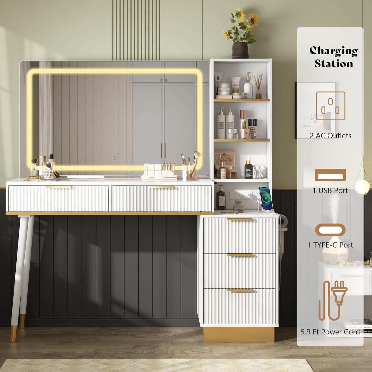 48 Inch Vanity Desk Luminescent Illuminated Mirror-2