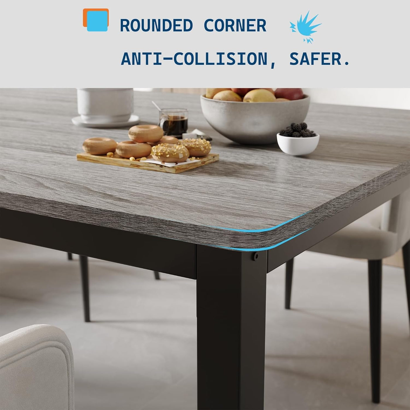 Grey Industrial Dining Table 78 Inch Mortise Tenon Joint