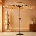 9ft Solar Patio Umbrella Weatherproof LED Lighting