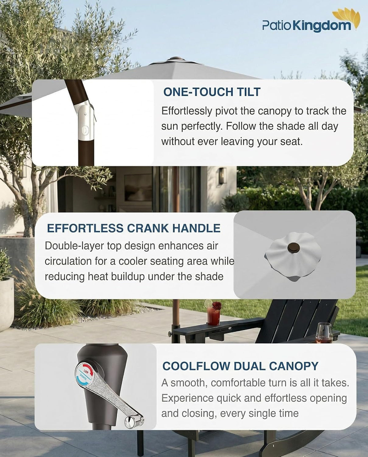 10FT Outdoor Patio Umbrella Featuring Crank Mechanism