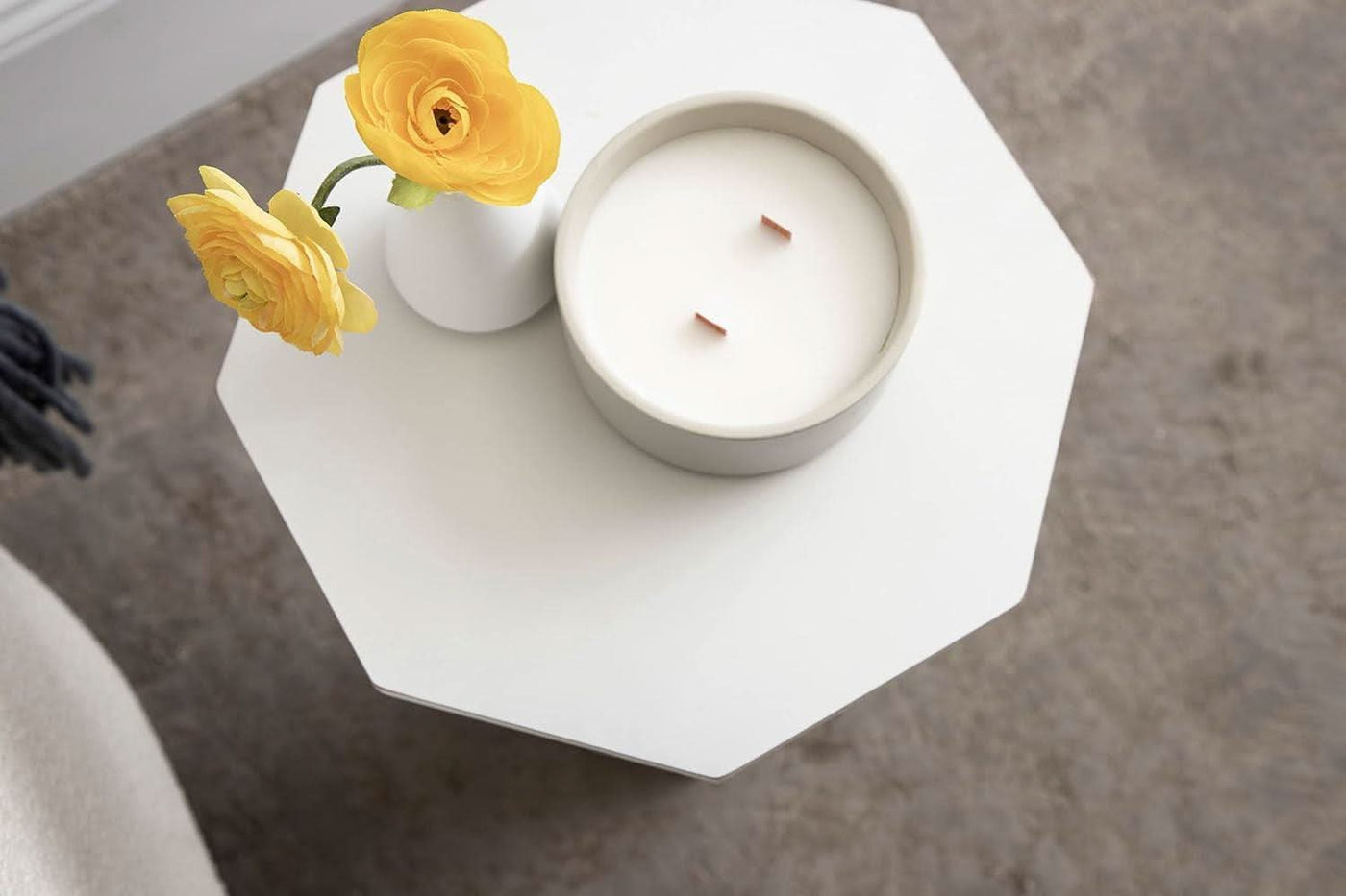 White Octagonal Coastal Accent Table 11x11x24 Inches