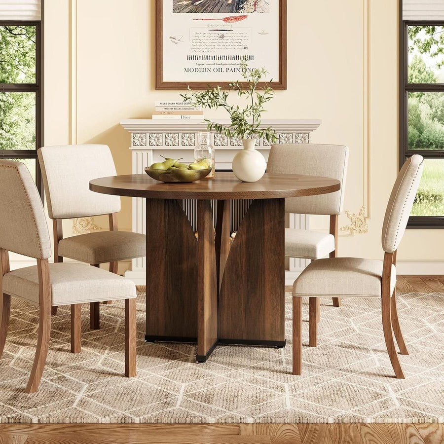 Round 39 Inch Dining Table Rustic Dark Brown Seats 2 To 4