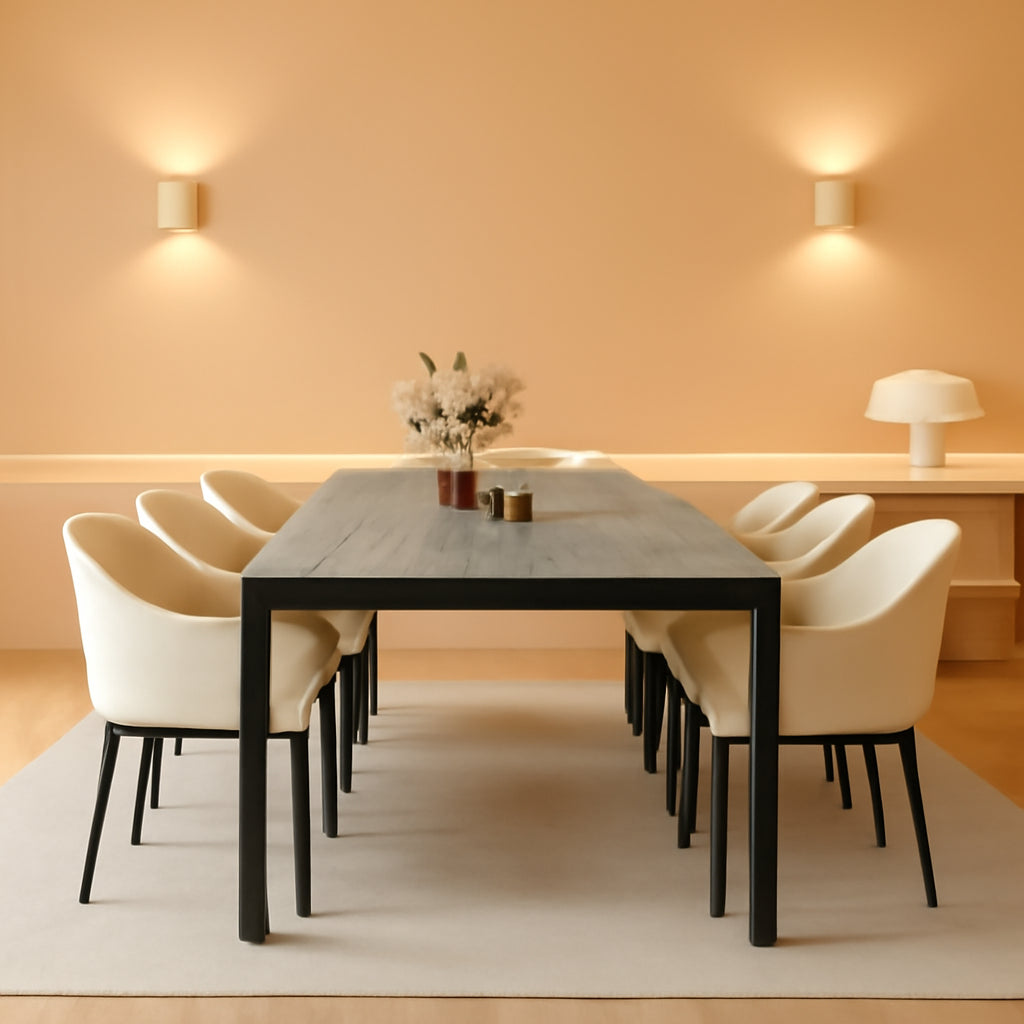 Grey Industrial Dining Table 78 Inch Mortise Tenon Joint