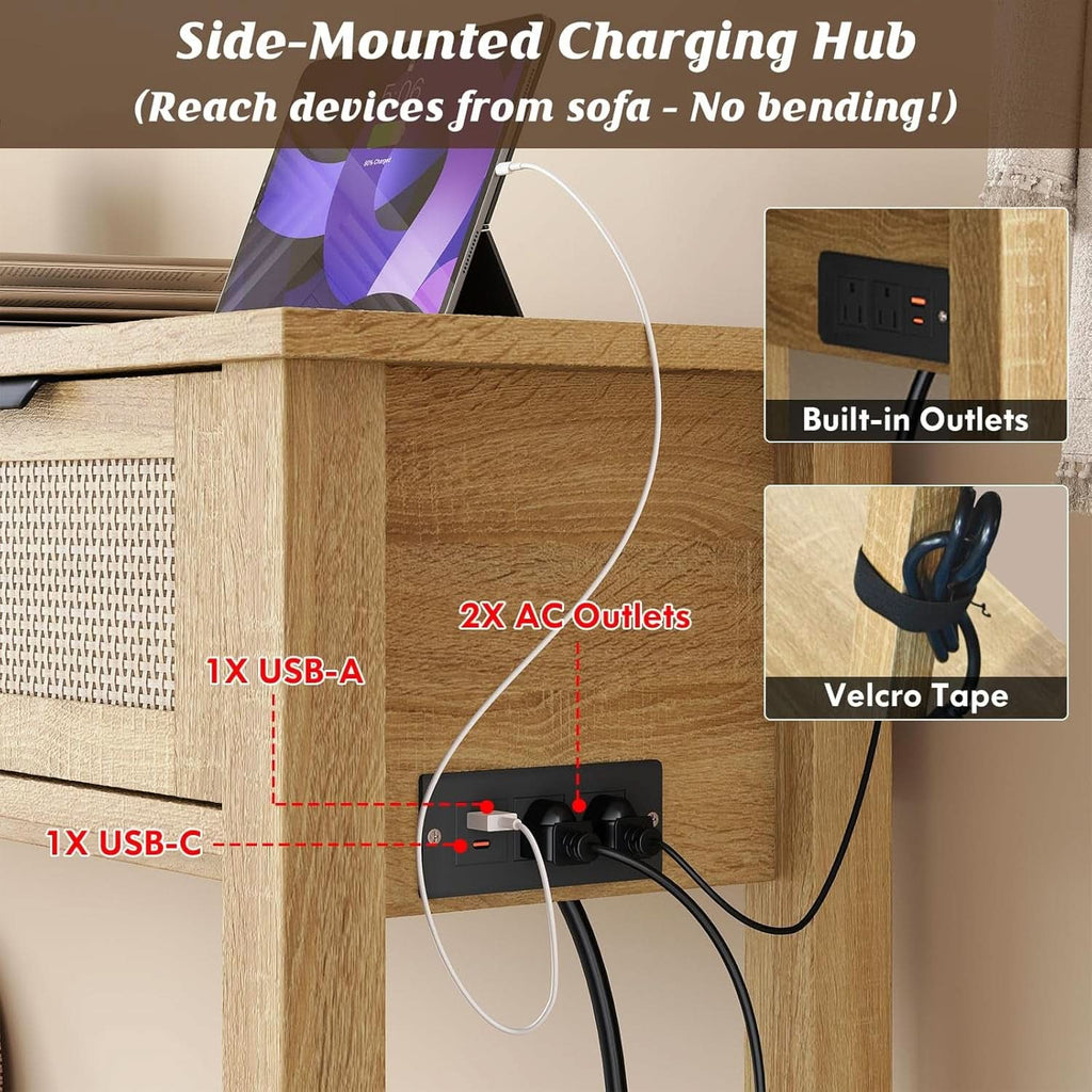 Entryway Console Table Integrated Multiport Charging 47 Inch