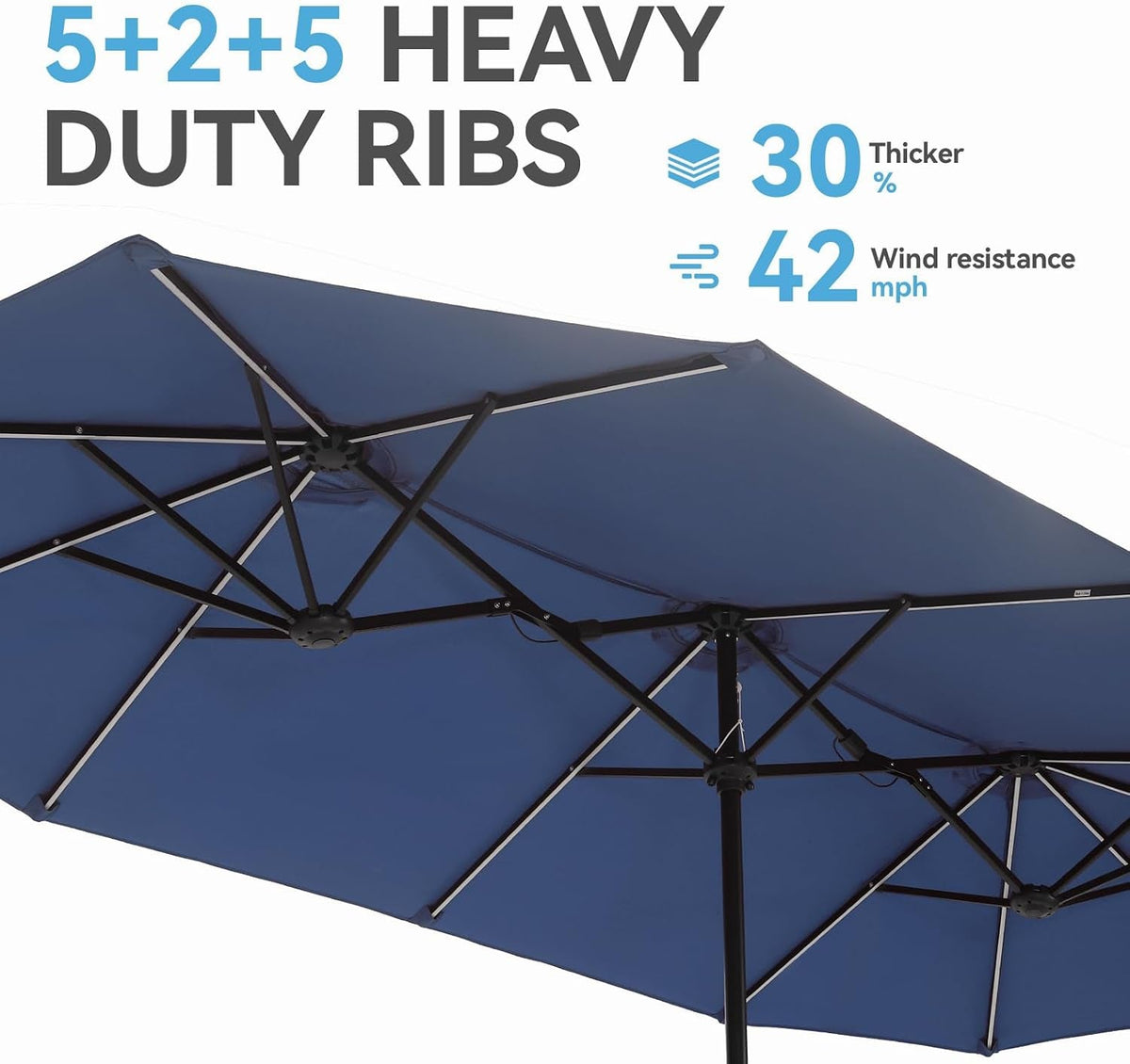 13X6.5ft Rectangular Patio Umbrella With Premium Led Lighting