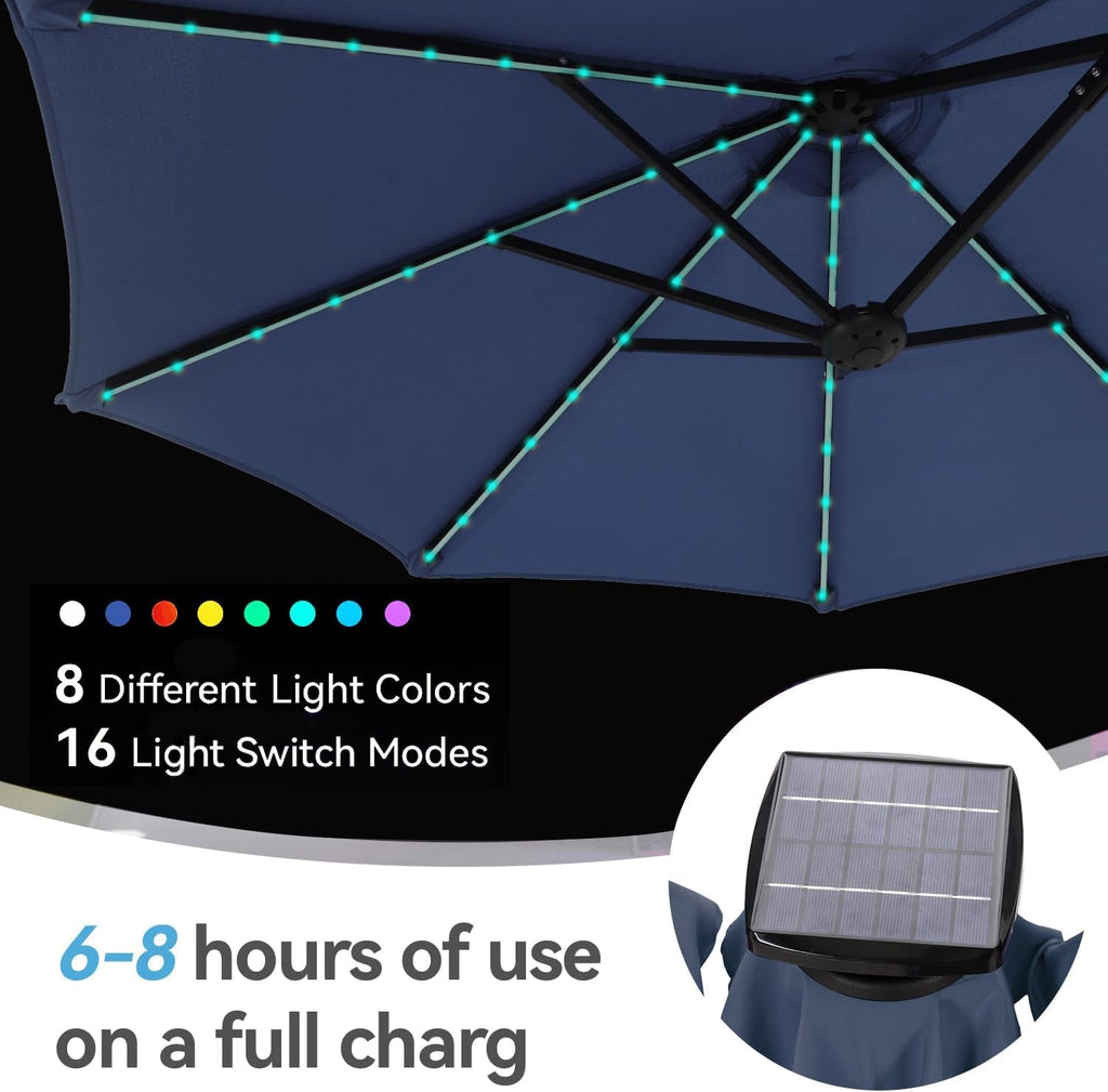 13X6.5ft Rectangular Patio Umbrella With Premium Led Lighting