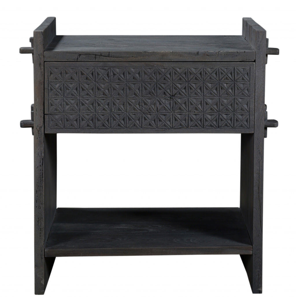 26" Dark Gray One Drawer Nightstand-0