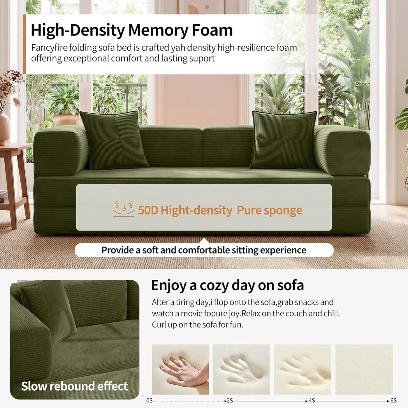 Emerald 78.8 Inches Transformable Sleeper Couch Bed