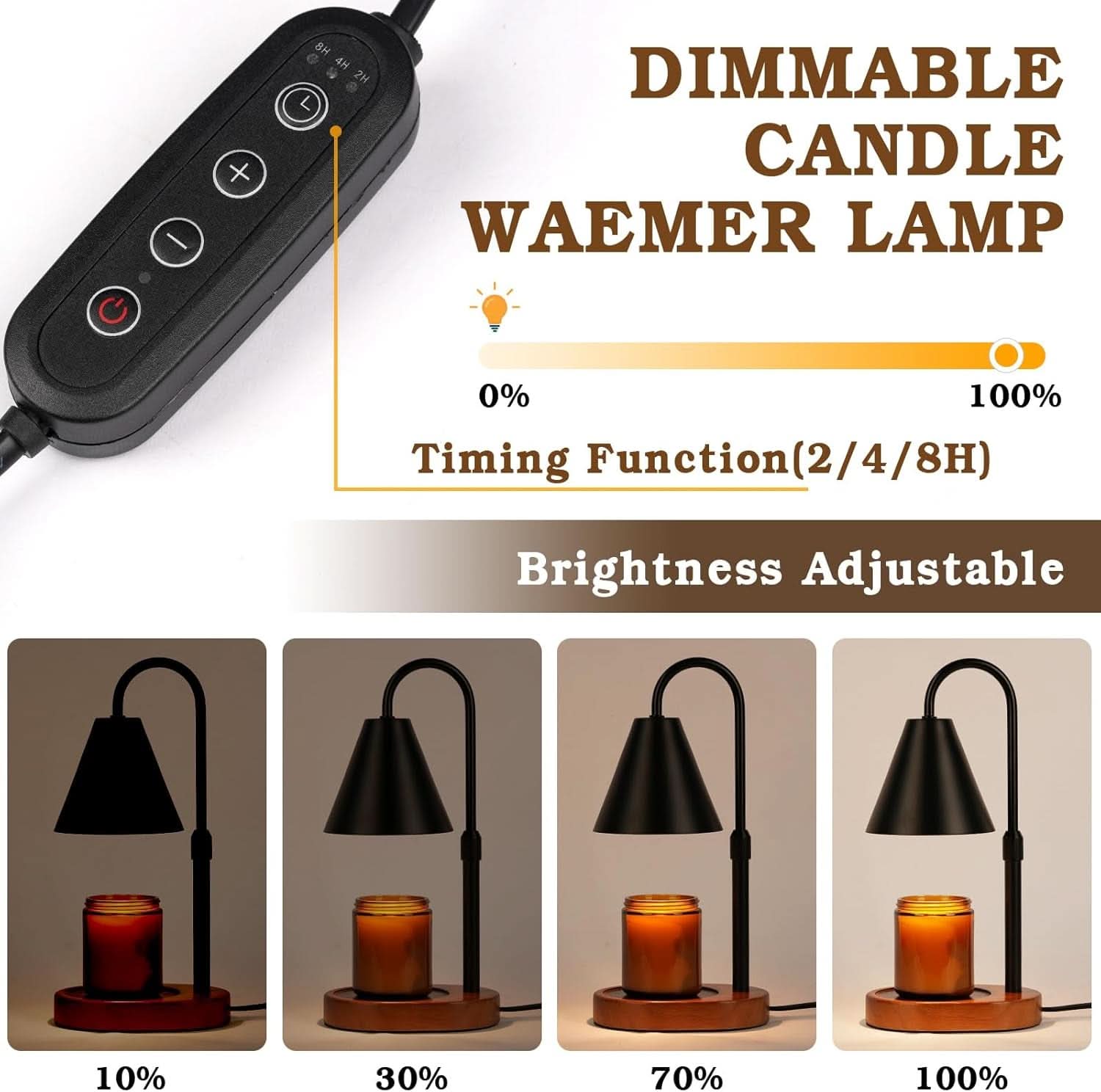 Black Candle Warmer Lamp Featuring Programmable Timer