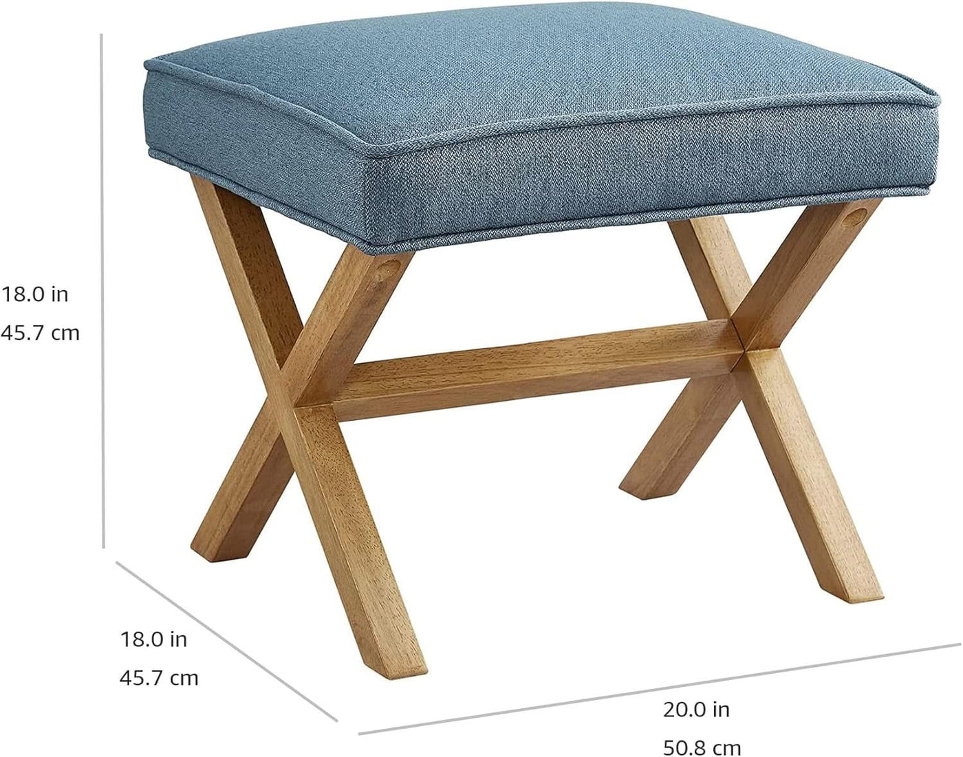 Indigo Blue Upholstered Ottoman Foot Stool 20Wx18Dx18H
