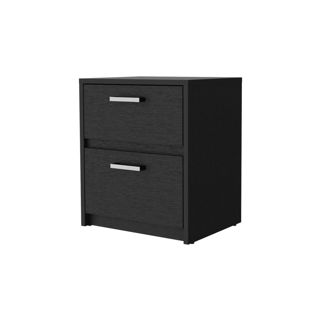 19" Black Two Drawer Nightstand With Integrated Tech-3