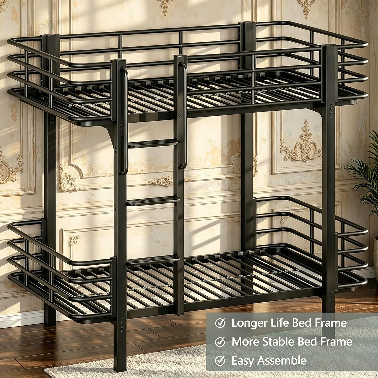 Twin Over Twin Heavy Duty All Metal Bunk Bed For Adults