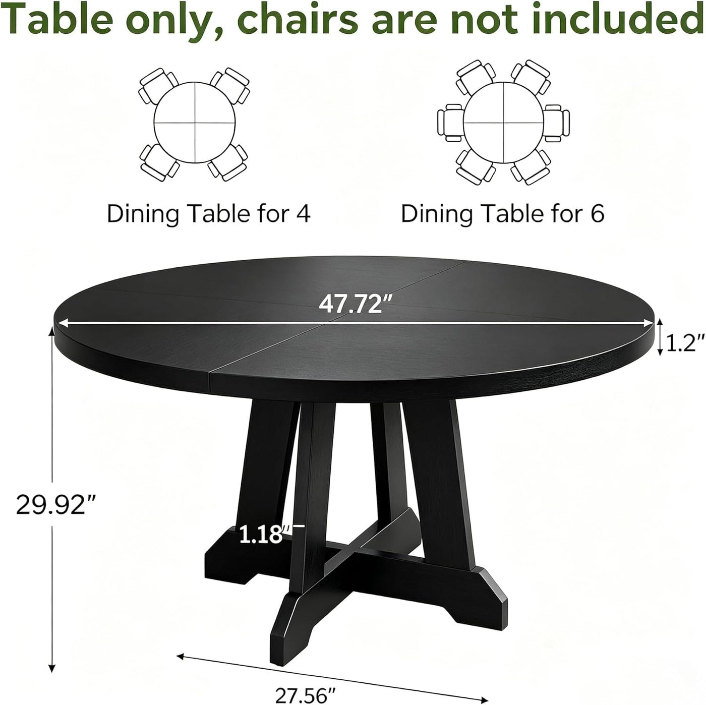 Contemporary Round Forty Seven Inch Dining Table In Black