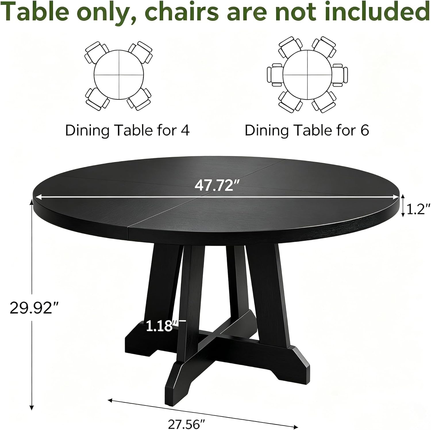 Contemporary Round Forty Seven Inch Dining Table In Black-1