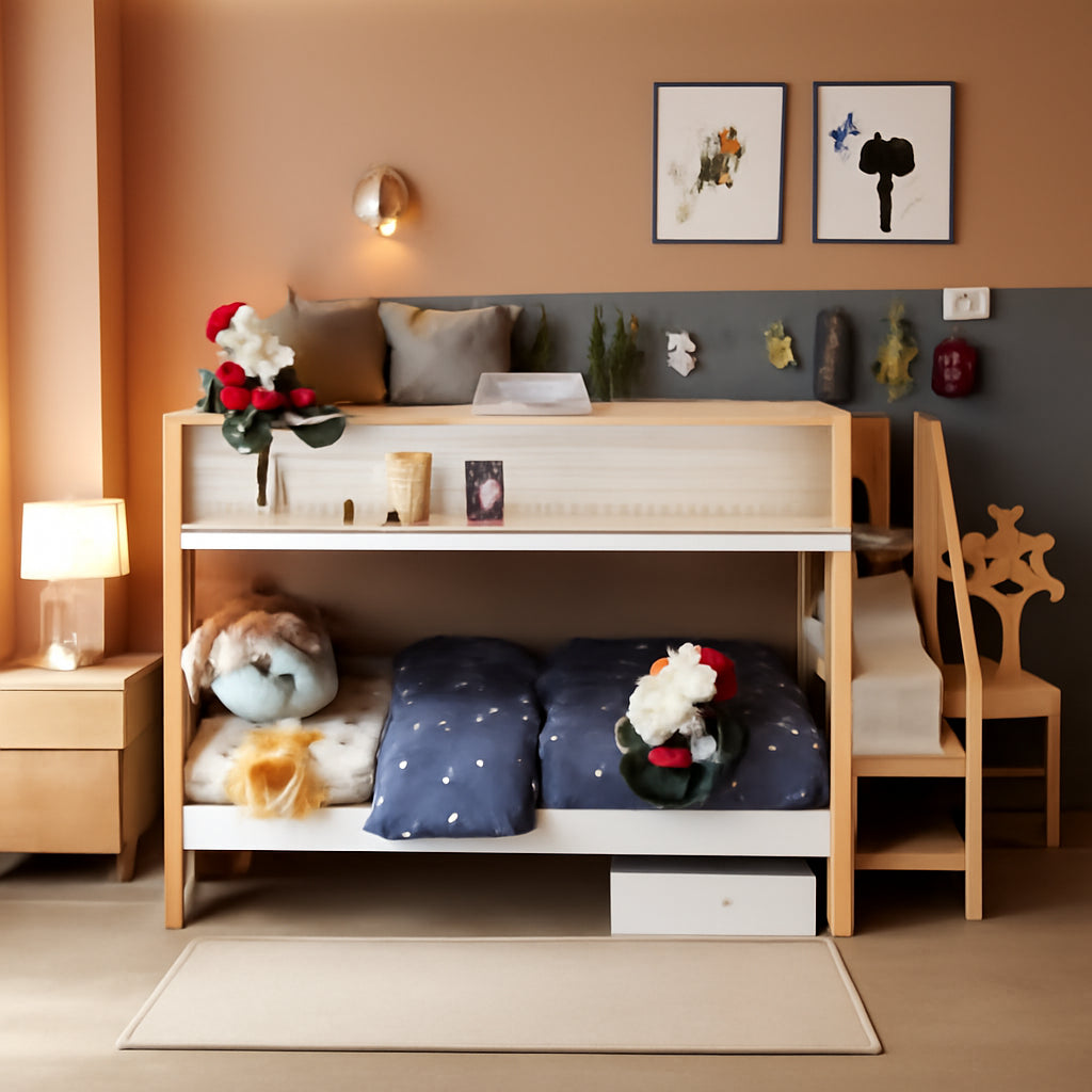 Full Over Full Bunk Bed White Wood Finish Trundle Storage