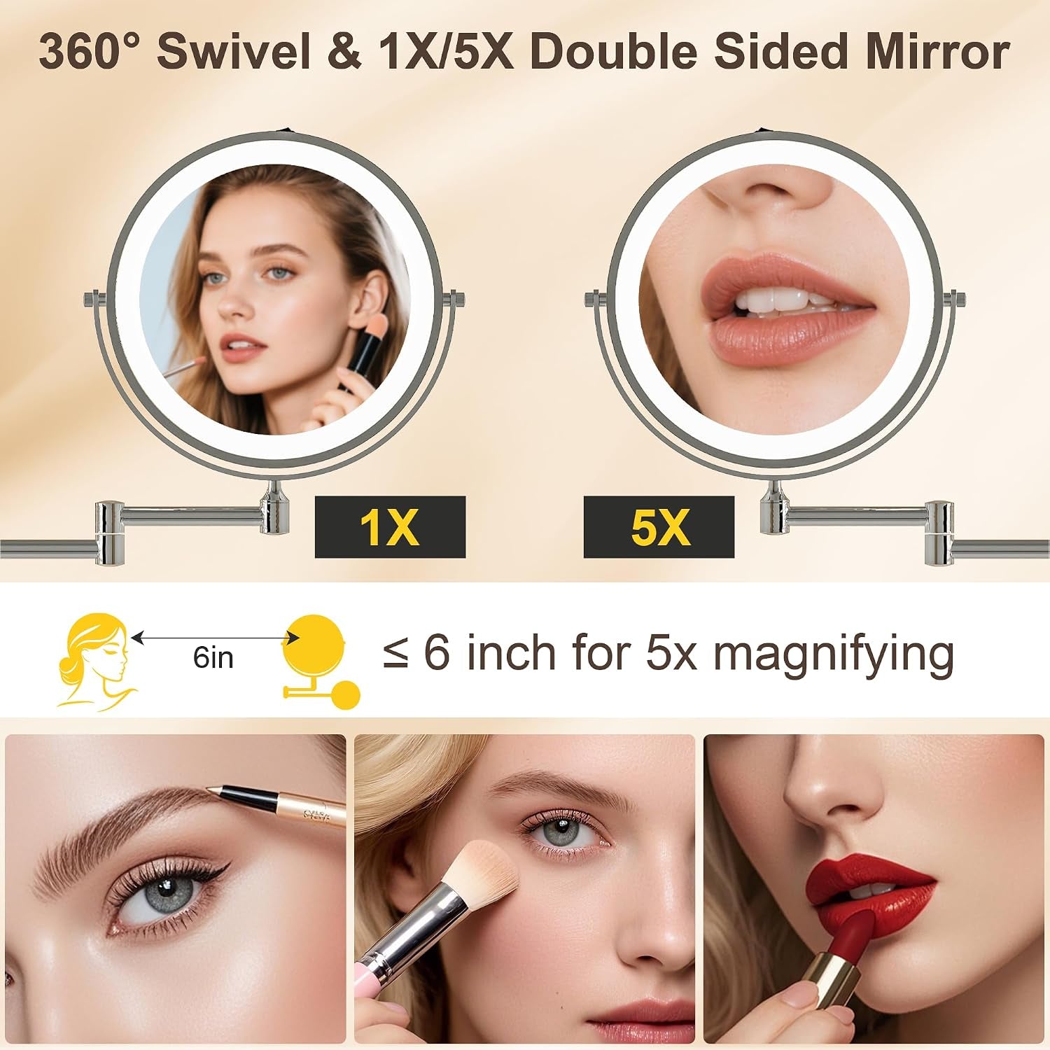 Forty Seven Inch Vanity Desk With 5X Magnifying Mirror
