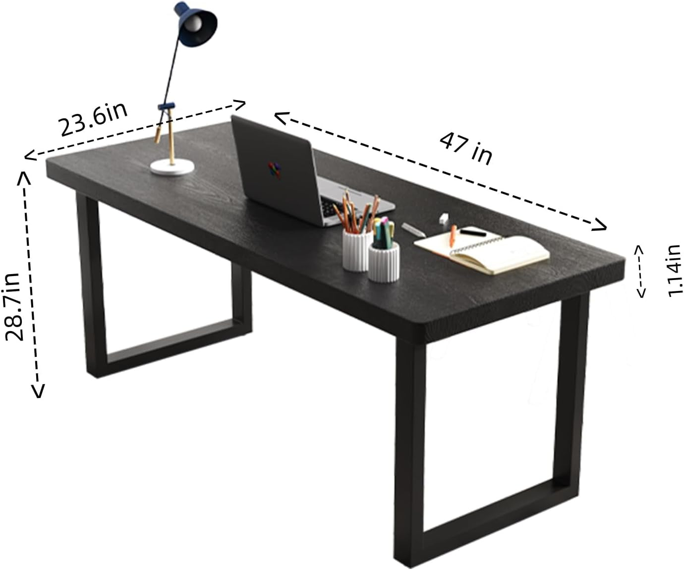 Forty  Seven Inch Black Solid Wood Desk Scratch Resistant Finish