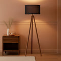 Walnut Wood Tripod Floor Lamp Color Temperature LED