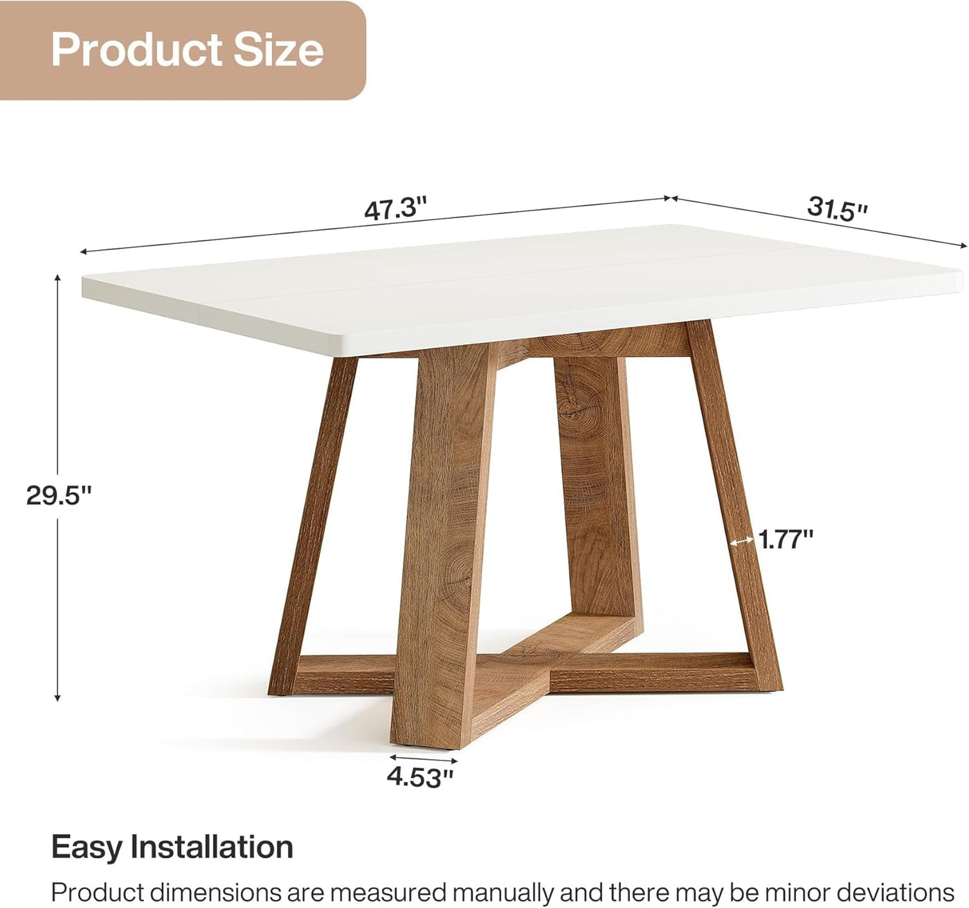 47Inch Dining Table White Brown Space Saving Design