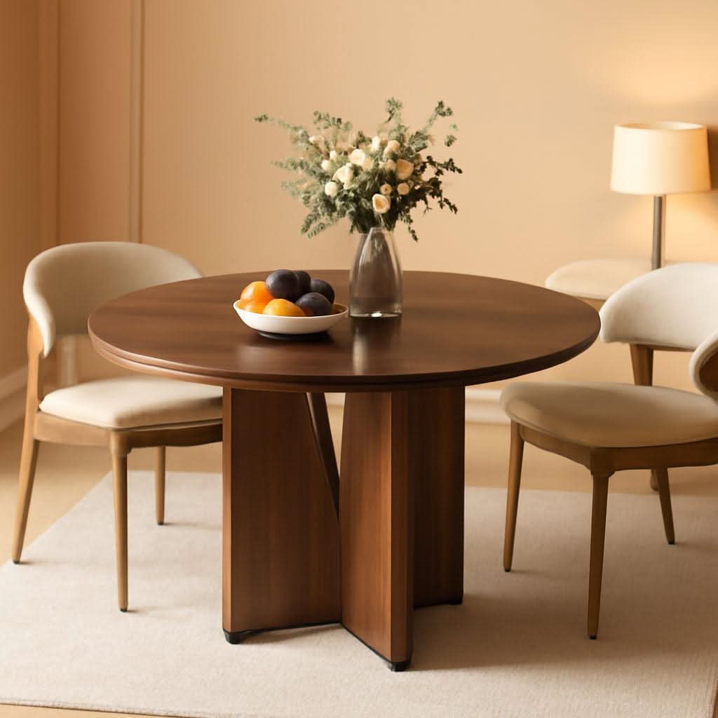 Round 39 Inch Dining Table Rustic Dark Brown Seats 2 To 4