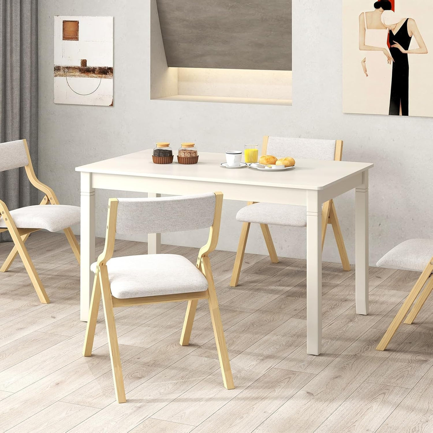 White Rectangular Dining Table 48x29 Inches Compact