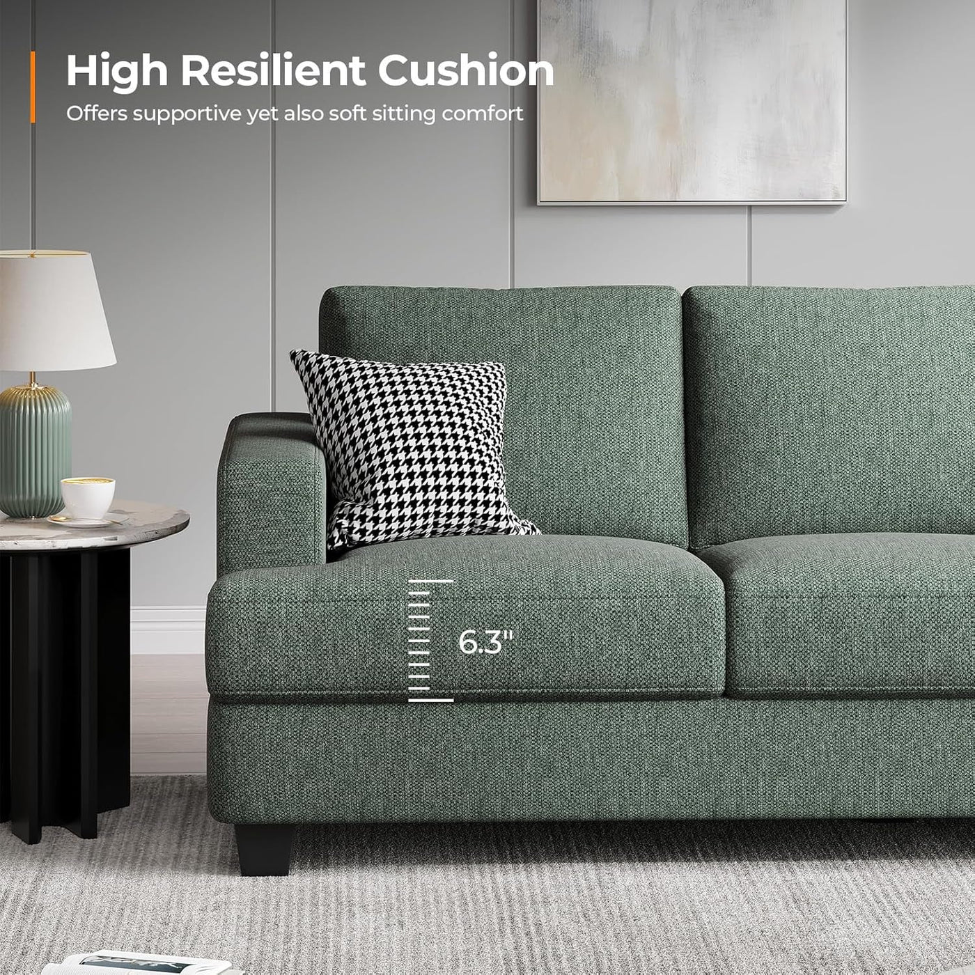 Oversized 89 Inch Sofa With Deep Cushions And Backrests