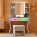 Forest Green Makeup Vanity Desk With Illuminated Mirror
