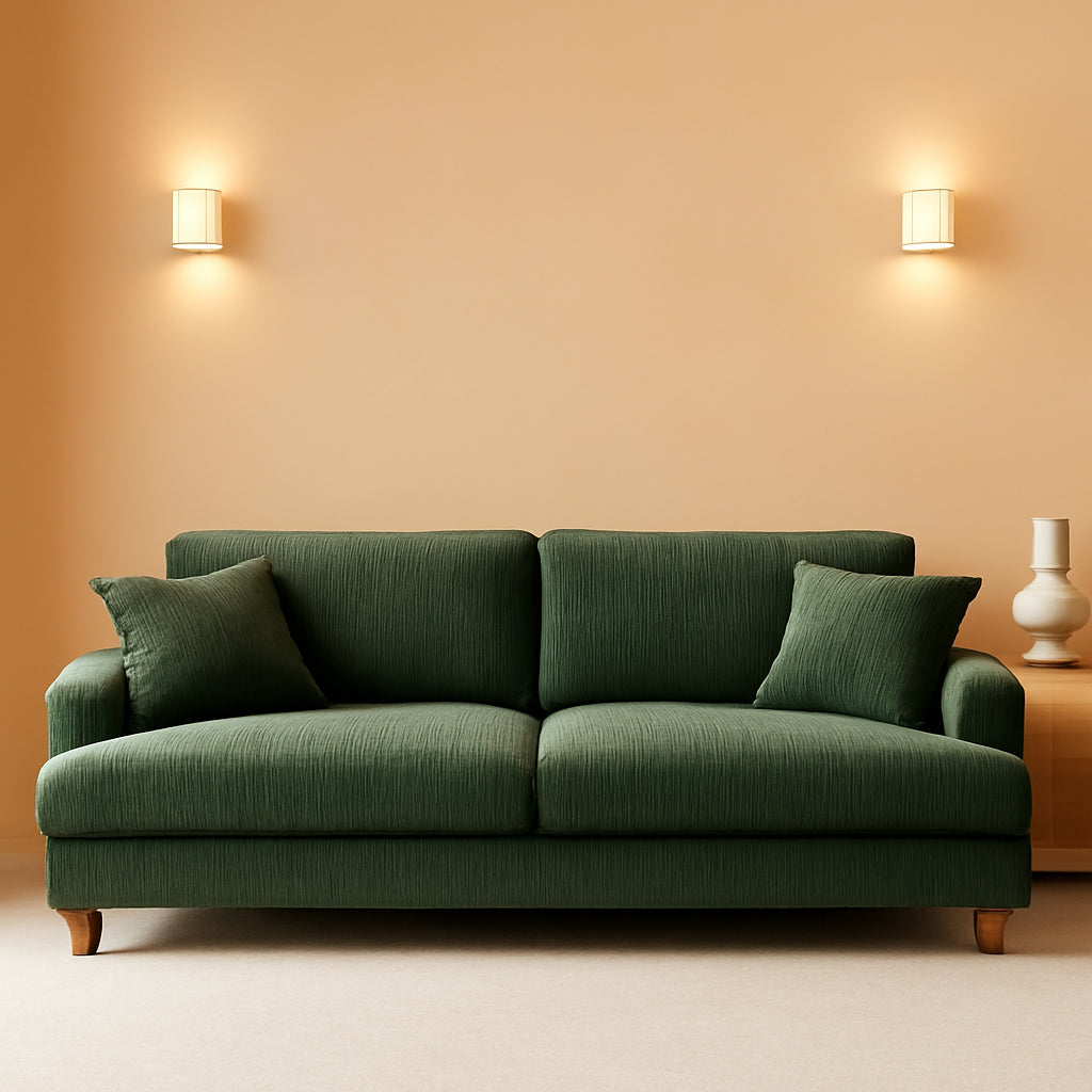 Corduroy Sofa Eighty SevenInch Deep Seat Green Living Room Comfort