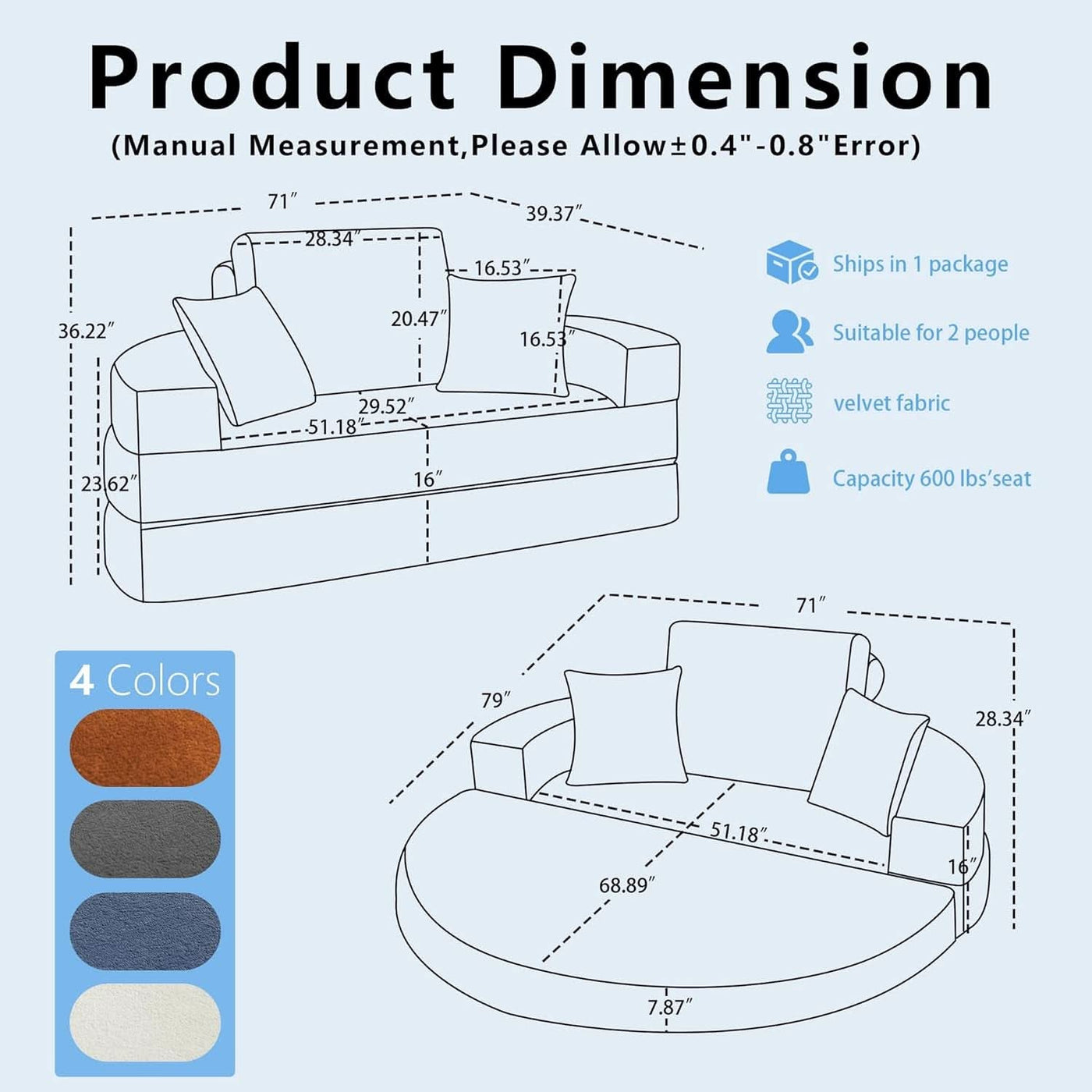 Beige 71Inch Convertible Sleeper Sofa Bed Upholstered