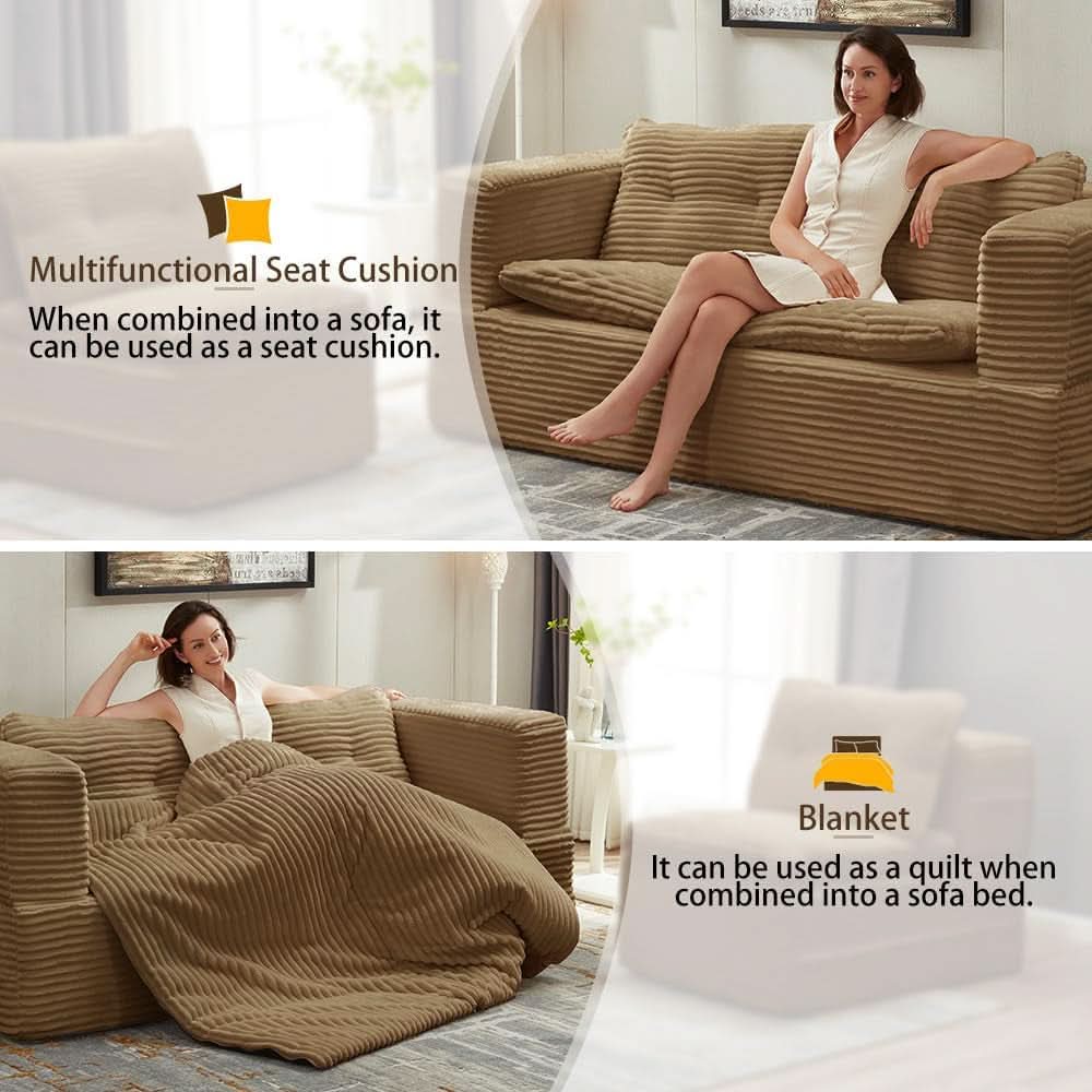 Camel King Size Corduroy Futon Pro Lux Sofa Bed Chaise Lux