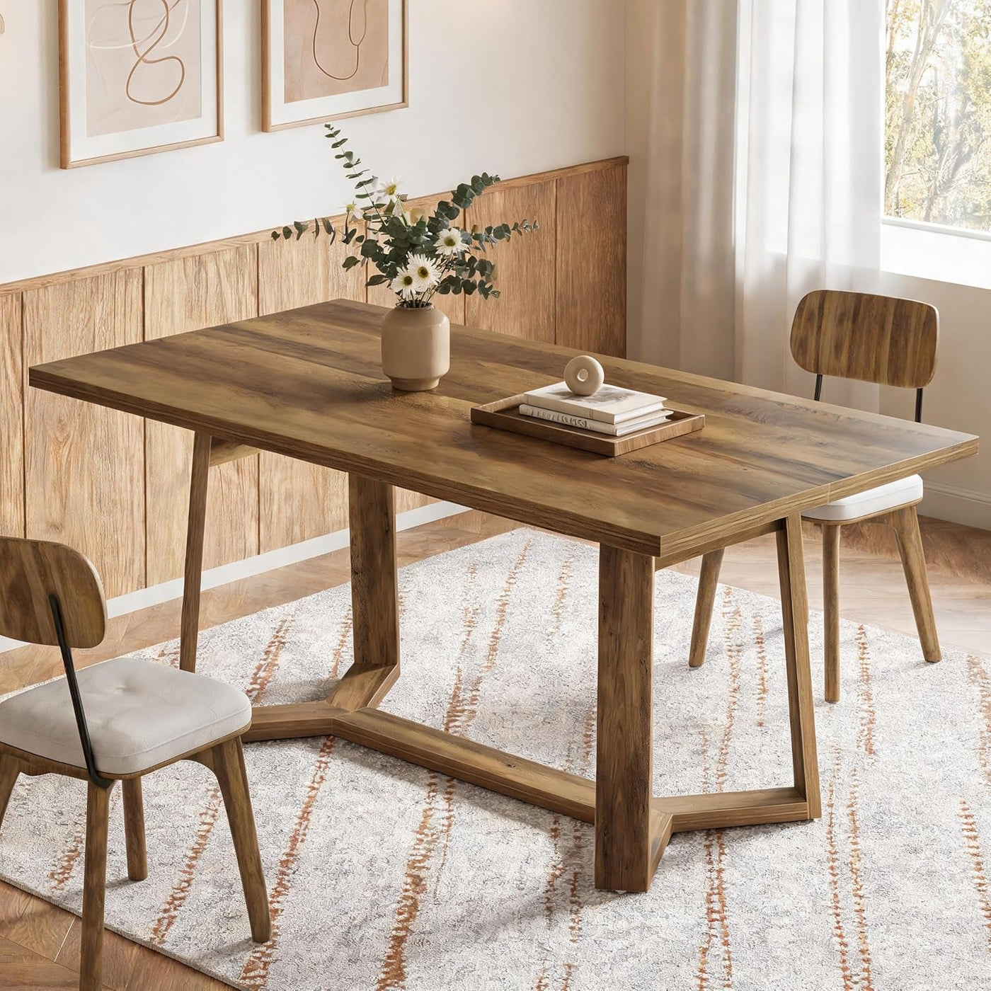 47-Inch Rustic Brown Rectangular Dining Table Geometricbase