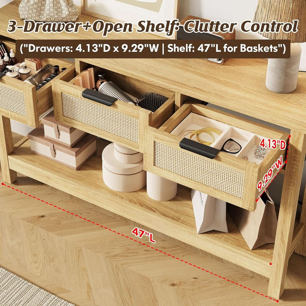 Entryway Console Table Integrated Multiport Charging 47 Inch