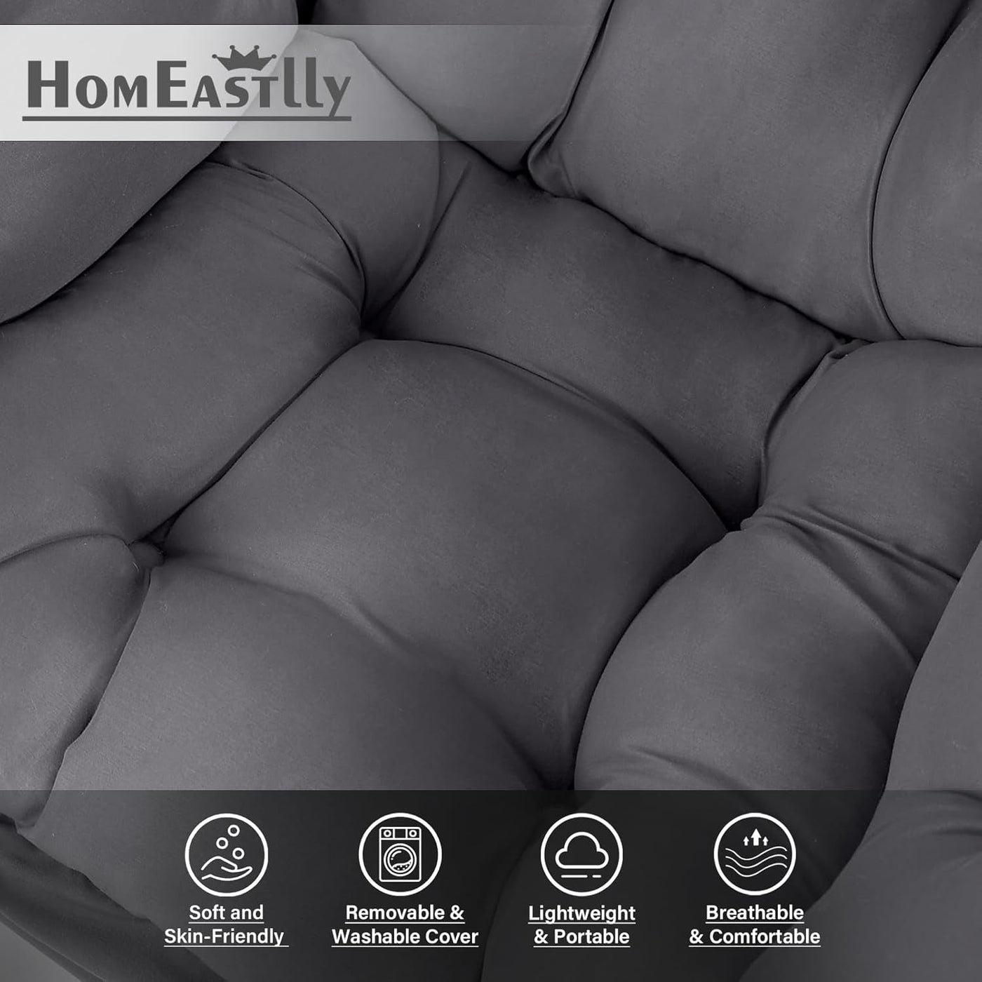 Oversized Dark Grey Ergonomic Armchair With Ottoman
