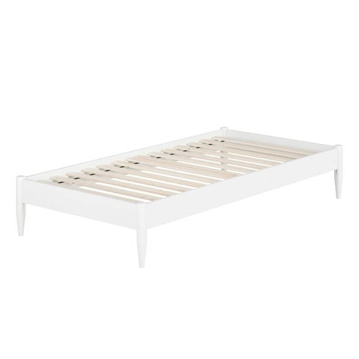 Twin XL Size Solid Hardwood Victorian Style White Platform Bed