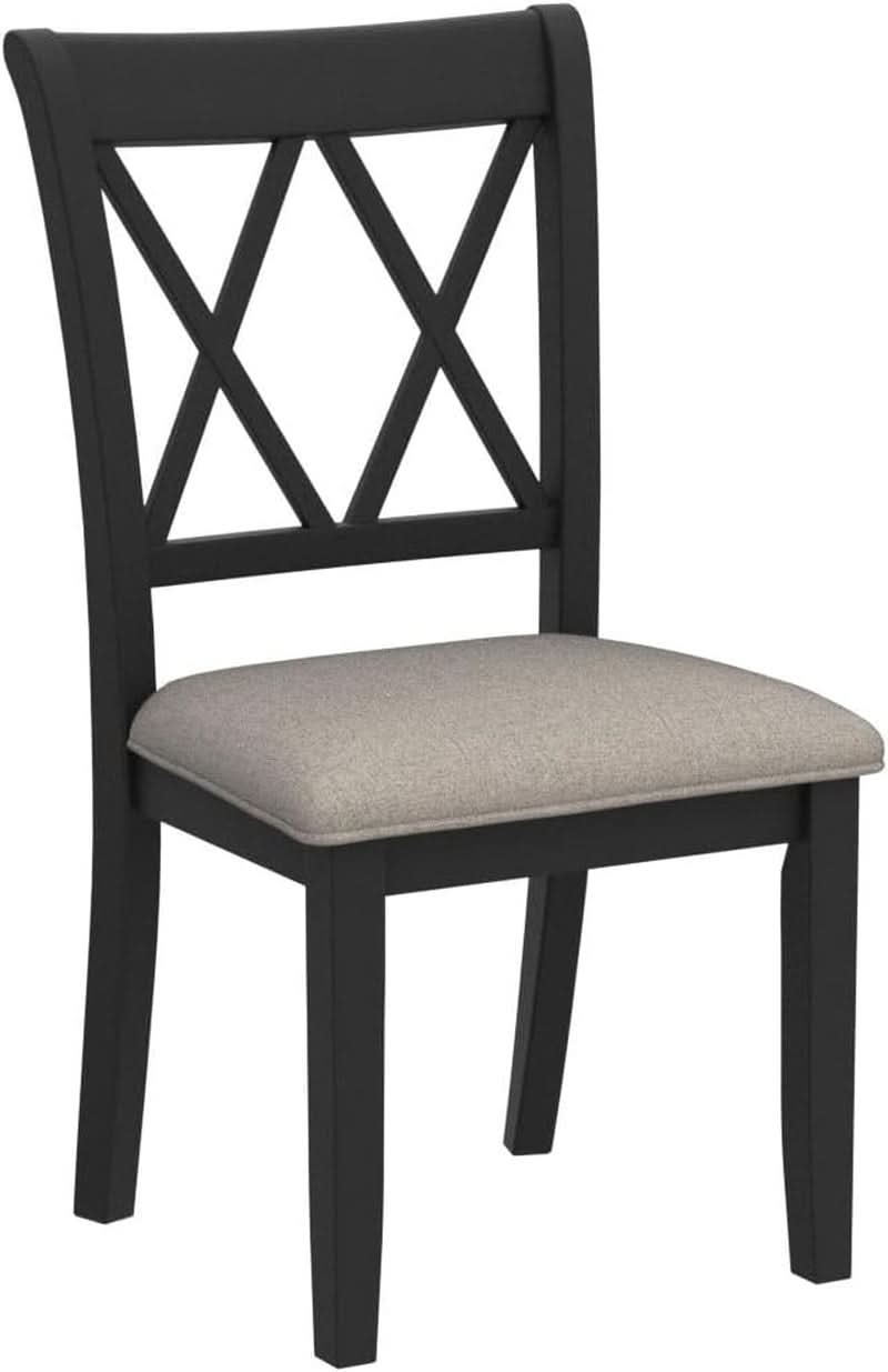 Windvale Black Cross Back Fabric Upholstered Dining Chair Set Of 2