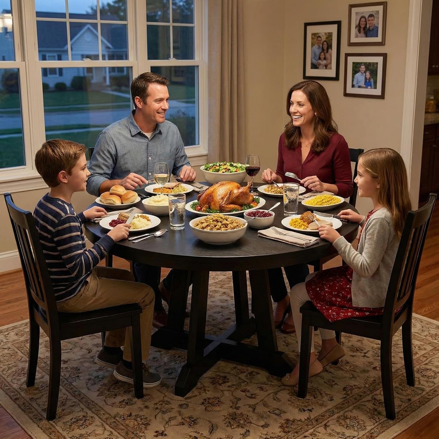 Contemporary Round Forty Seven Inch Dining Table In Black-4