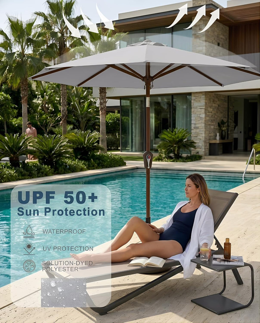 10FT Outdoor Patio Umbrella Featuring Crank Mechanism