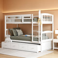 White Twin Over Twin Bunk Bed Three drawer storage trundle