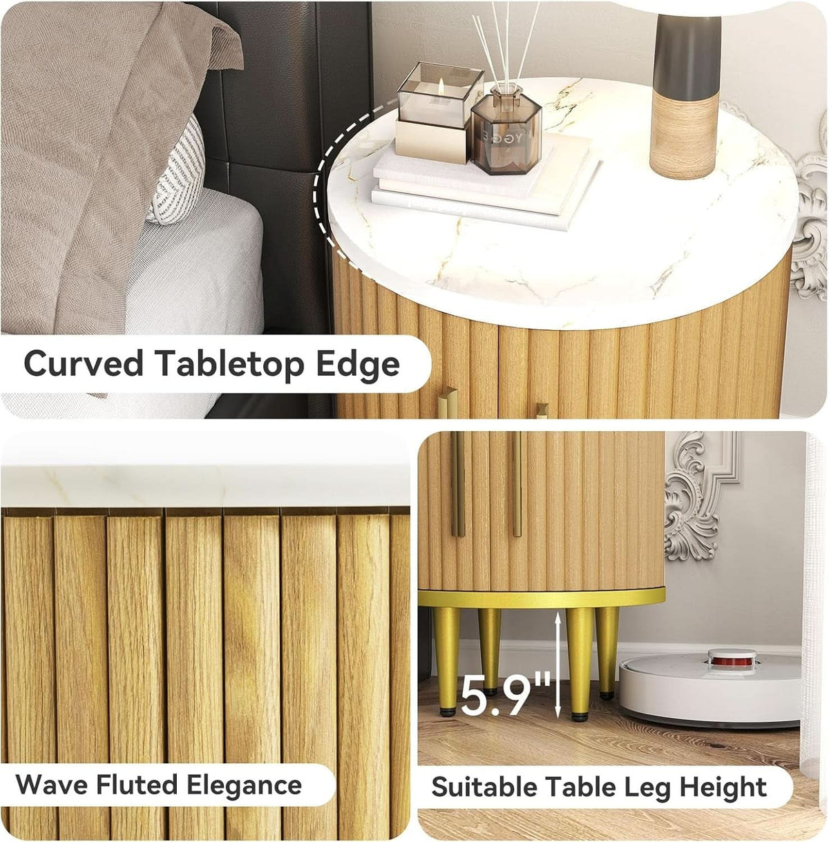 Fluted SeventyInch TV Console Set Premium Wood Coated Edition