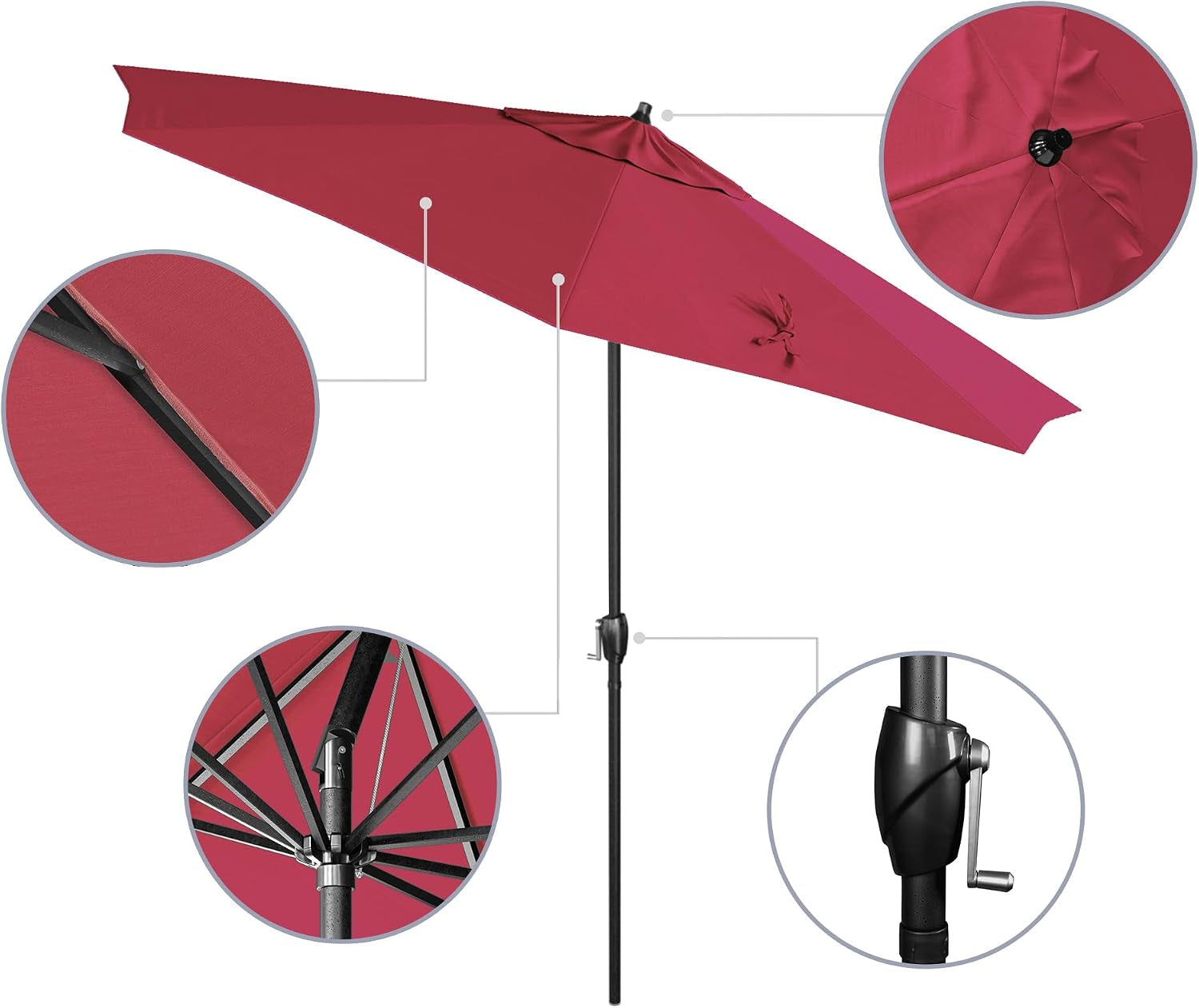 Sunbrella Fabric 9Ft Aluminum Patio Umbrella Crank
