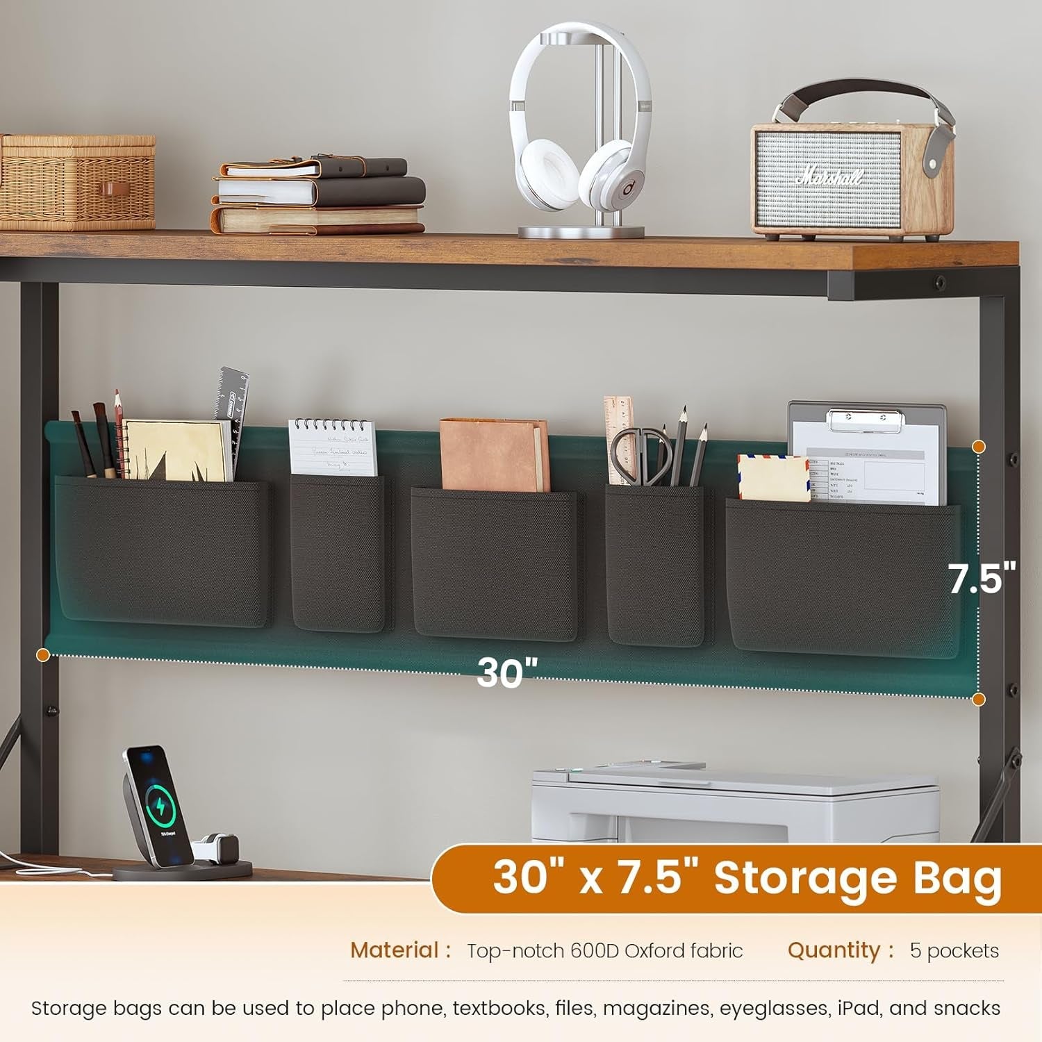L Shaped Desk 47.2Inch Rustic Brown Work space Solution-4