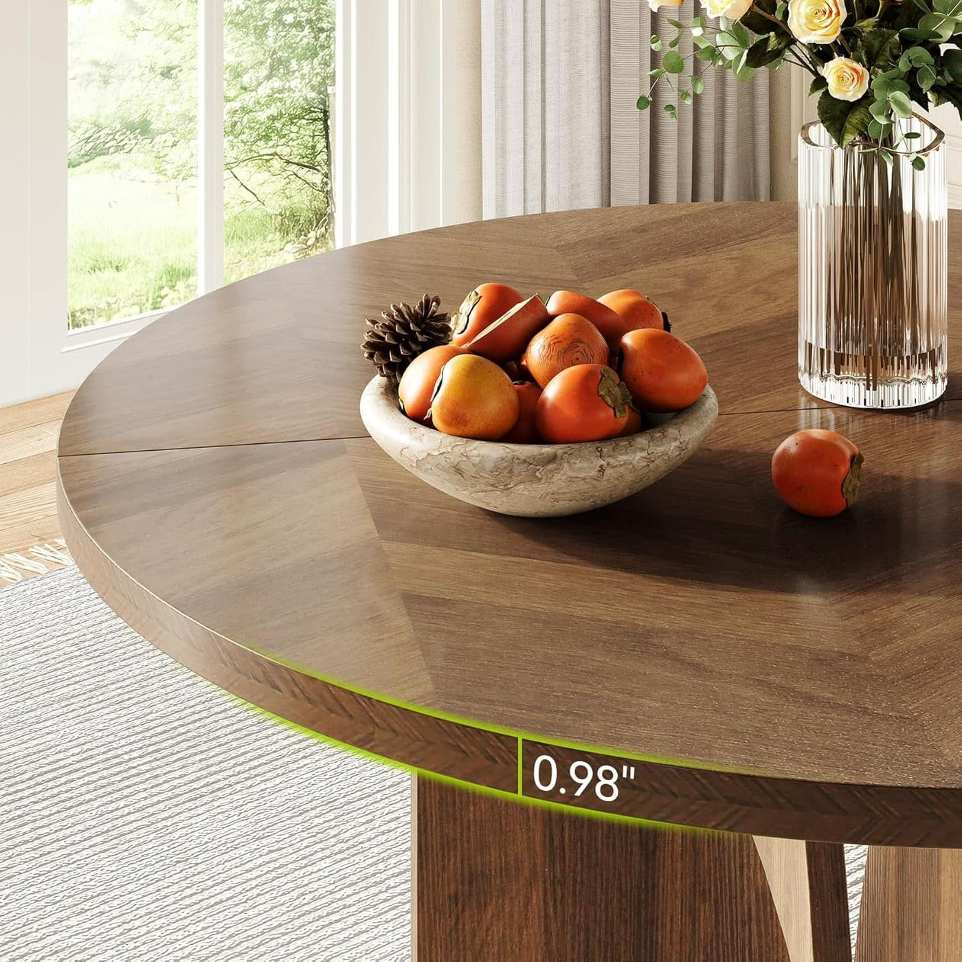 Round 39 Inch Dining Table Rustic Dark Brown Seats 2 To 4