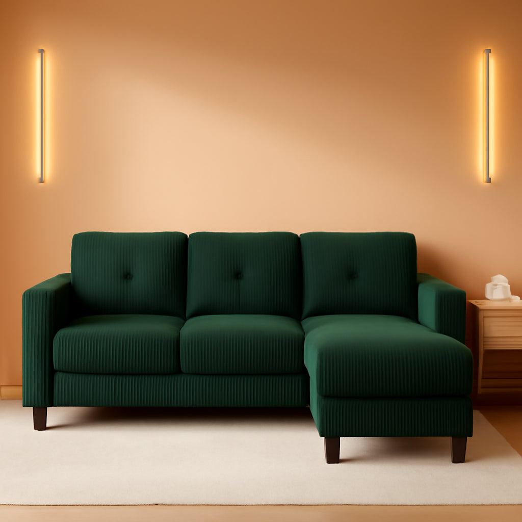 Green 76 Inches Upholstered Sectional Sofa Storage