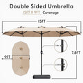 15 Ft DoubleSided Patio Umbrella With Bas eIncluded